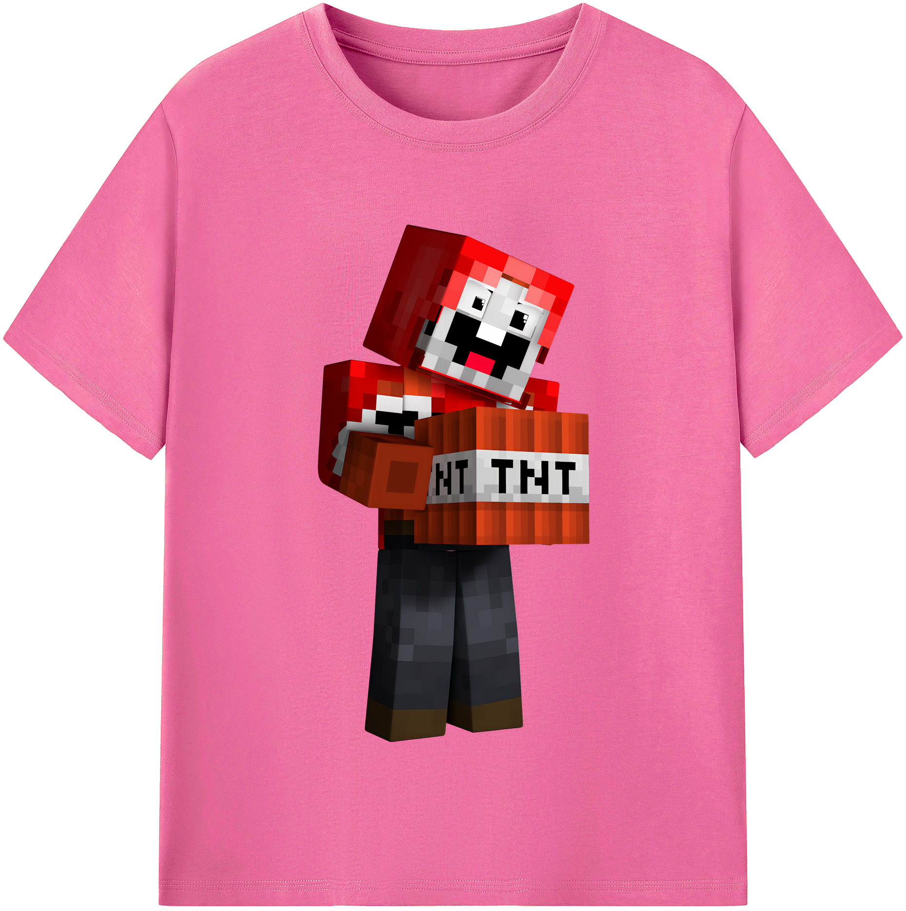 （画像用） マインクラフト ブロックの世界 Minecraft MC Block world レディースカジュアルプリントTシャツ（綿100％）